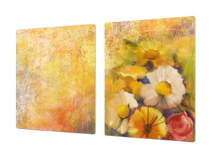 Riesig Kochplattenabdeckung Stove Cover und Schneideplatten; Series of Images DD05A: Flowers 3