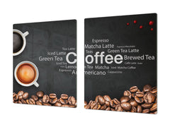 Worktop saver and Pastry Board – Glass Kitchen Board- Coffee series DD07 Coffee inscription 1