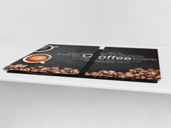 Worktop saver and Pastry Board – Glass Kitchen Board- Coffee series DD07 Coffee inscription 1