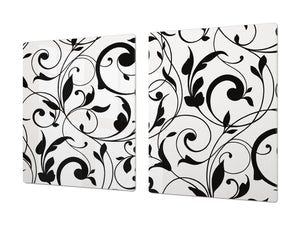 Induction Cooktop Cover – Glass Cutting Board- Flower series DD06B Floral pattern 2