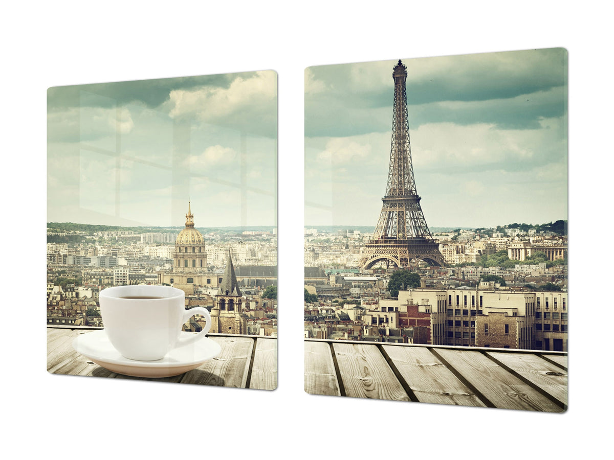 Tempered GLASS Chopping Board – Enormous Induction Cooktop Cover - City Series DD12 Coffee in paris
