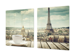 Tempered GLASS Chopping Board – Enormous Induction Cooktop Cover - City Series DD12 Coffee in paris