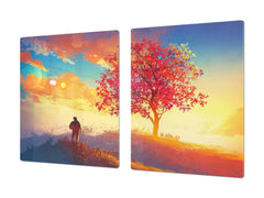 GIGANTIC CUTTING BOARD and Cooktop Cover- Image Series DD05A Evening in the glade 1