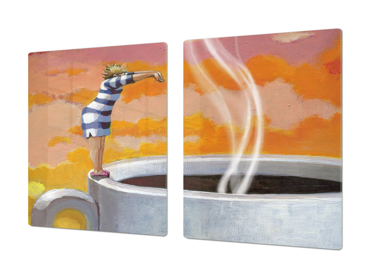 Induction Cooktop Cover – Glass Worktop saver: Fantasy and fairy-tale series DD18 Hopping for coffee