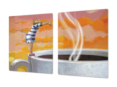 Induction Cooktop Cover – Glass Worktop saver: Fantasy and fairy-tale series DD18 Hopping for coffee