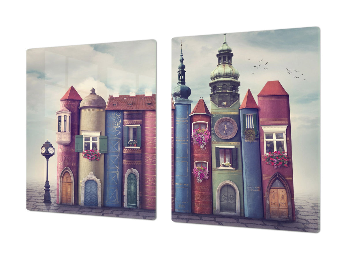 Induction Cooktop Cover – Glass Worktop saver: Fantasy and fairy-tale series DD18 Houses from books
