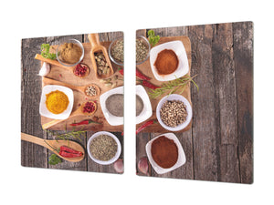 Sehr groß Küchenbrett aus Hartglas und Kochplattenabdeckung; A spice series DD03A: Spicy spices 1