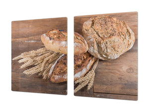 Riesig Mehrfunktional Hartglas Gehärtetes - Abdeckplatte für Induktionskochfeld; Bread and flour series DD09: Breads 2