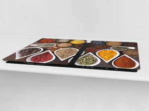 Sehr groß Küchenbrett aus Hartglas und Kochplattenabdeckung; A spice series DD03A: Mosaic with spices 7