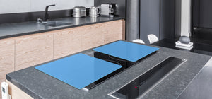 Groß Küchenbrett aus Hartglas und Kochplattenabdeckung; Series of colors DD22B: Pastel Blue