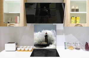 Glass kitchen backsplash – Photo backsplash BS20 Seawater Series: Lighthouse 3