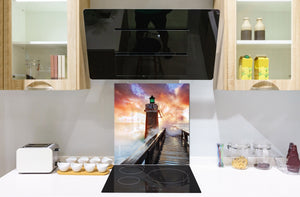 Glass kitchen backsplash – Photo backsplash BS20 Seawater Series: Lighthouse 4