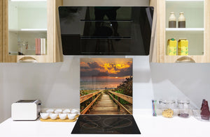 Einzigartiges Glas-Küchenpanel – Hartglas-Rückwand – Kunstdesign Glasaufkantung BS20 Serie Meerwasser:  Bridge Angler