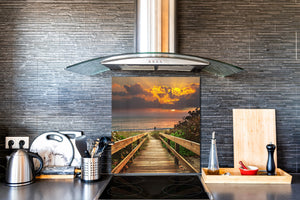 Einzigartiges Glas-Küchenpanel – Hartglas-Rückwand – Kunstdesign Glasaufkantung BS20 Serie Meerwasser:  Bridge Angler