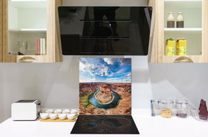 Einzigartiges Glas-Küchenpanel – Hartglas-Rückwand – Kunstdesign Glasaufkantung BS20 Serie Meerwasser:  Grand Canyon Canyon