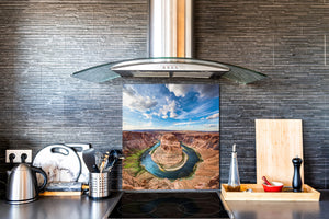Einzigartiges Glas-Küchenpanel – Hartglas-Rückwand – Kunstdesign Glasaufkantung BS20 Serie Meerwasser:  Grand Canyon Canyon
