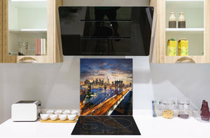 Glass kitchen backsplash – Photo backsplash BS20 Seawater Series: Brooklyn Bridge 2