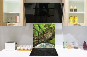 Einzigartiges Glas-Küchenpanel – Hartglas-Rückwand – Kunstdesign Glasaufkantung BS20 Serie Meerwasser:  Bridge On Ropes Water