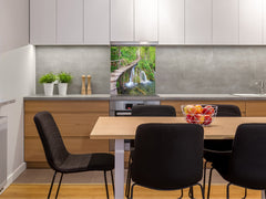 Tempered glass Cooker backsplash BS16 Waterfall landscapes Series: Bridge Over The Waterfall