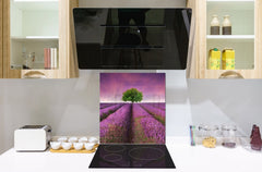Tempered glass Cooker backsplash BS16 Waterfall landscapes Series: Heathers Violet Tree 1