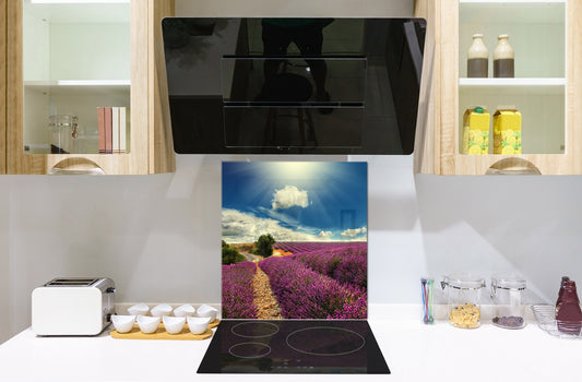 Tempered glass Cooker backsplash BS16 Waterfall landscapes Series: Heathers Violet Tree 2