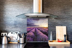 Tempered glass Cooker backsplash BS16 Waterfall landscapes Series: Heathers Violet Tree 4