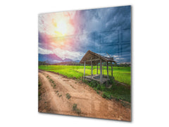 Tempered glass Cooker backsplash BS16 Waterfall landscapes Series: Mountains Meadow Lane