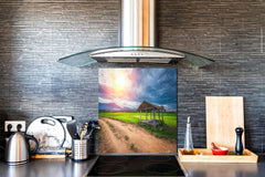 Tempered glass Cooker backsplash BS16 Waterfall landscapes Series: Mountains Meadow Lane