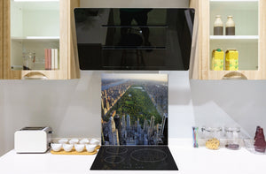 Soporte de vidrio - Placa para salpicaduras de fregadero ; Serie ciudades BS25  Panorama de la ciudad 1