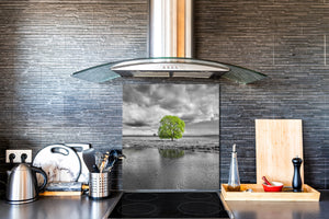 Glasrückwand mit atemberaubendem Aufdruck – Küchenwandpaneele aus gehärtetem Glas BS25 Serie Städte:  Tree Pond Lake