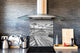 Tempered glass kitchen wall panel BS24 Bridges Series: Gray Pier Footbridge