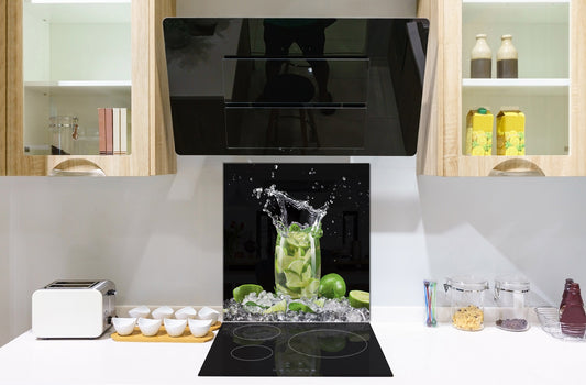 Glass kitchen splashback – Glass upstand BS09 Water splash Series: Lime Mojito Drink