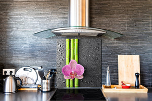 Toughened glass backsplash BS 04 Dandelion and flowers series: Pink Orchid