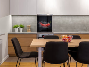 Elegante Hartglasrückwand – Glasrückwand für Küche – Glasaufkantung BS10 Serie Pfeffer:  Paprika Smoke Black