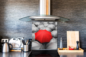 Einzigartiges Glas-Küchenpanel – Hartglas-Rückwand – Kunstdesign Glasaufkantung BS02 Serie Stein: Gray Umbrella