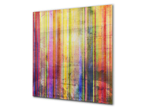 Arte de pared de vidrio templado impreso BS13 Varias series: Rayas de colores