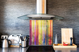 Arte de pared de vidrio templado impreso BS13 Varias series: Rayas de colores