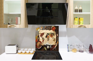 Arte murale stampata su vetro temperato – Paraschizzi in vetro da cucina BS13 Varie: Mappa delle spezie