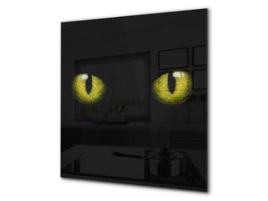 Diseño de vidrio de arte splashback de vidrio impreso BS21A Animals A Series:  Gato con ojos amarillos