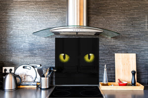 Art glass design printed glass splashback BS21A  Animals A Series:  Cat With Yellow Eyes