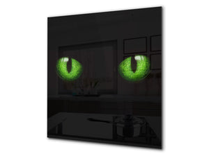 Art glass design printed glass splashback BS21A  Animals A Series:  Cat'S Eyes Green
