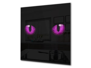 Art glass design printed glass splashback BS21A  Animals A Series:  Cat With Purple Eyes