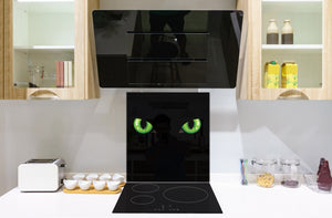 Art glass design printed glass splashback BS21A  Animals A Series:  Cat Green Eyes