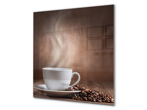 Aufgedrucktes Hartglas-Wandkunstwerk – Glasküchenrückwand BS05A Serie Kaffee A:  Brewed Coffee