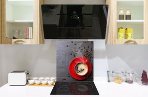 Aufgedrucktes Hartglas-Wandkunstwerk – Glasküchenrückwand BS05A Serie Kaffee A:  Coffee In A Cup 1