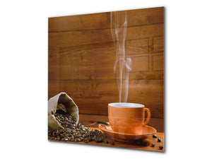 Aufgedrucktes Hartglas-Wandkunstwerk – Glasküchenrückwand BS05A Serie Kaffee A:  Coffee In A Cup 3