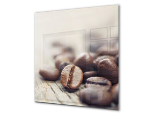 Arte murale stampata su vetro temperato – Paraschizzi in vetro da cucina BS05A Serie caffè A : Chicchi di caffè 1