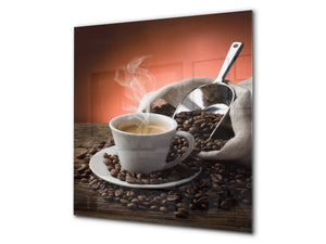 Aufgedrucktes Hartglas-Wandkunstwerk – Glasküchenrückwand BS05A Serie Kaffee A:  Coffee In A Cup 7
