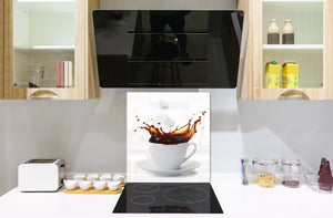 Arte murale stampata su vetro temperato – Paraschizzi in vetro da cucina BS05A Serie caffè A : Cubetti di zucchero al caffè 1