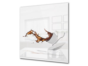 Printed Tempered glass wall art BS05A Coffee A Series: Coffee Spilled Coffee Spoon